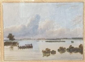 Рабус К-В.И. (1800-1857) Прогулка по озеру. 16 июня 1849. Картон, масло