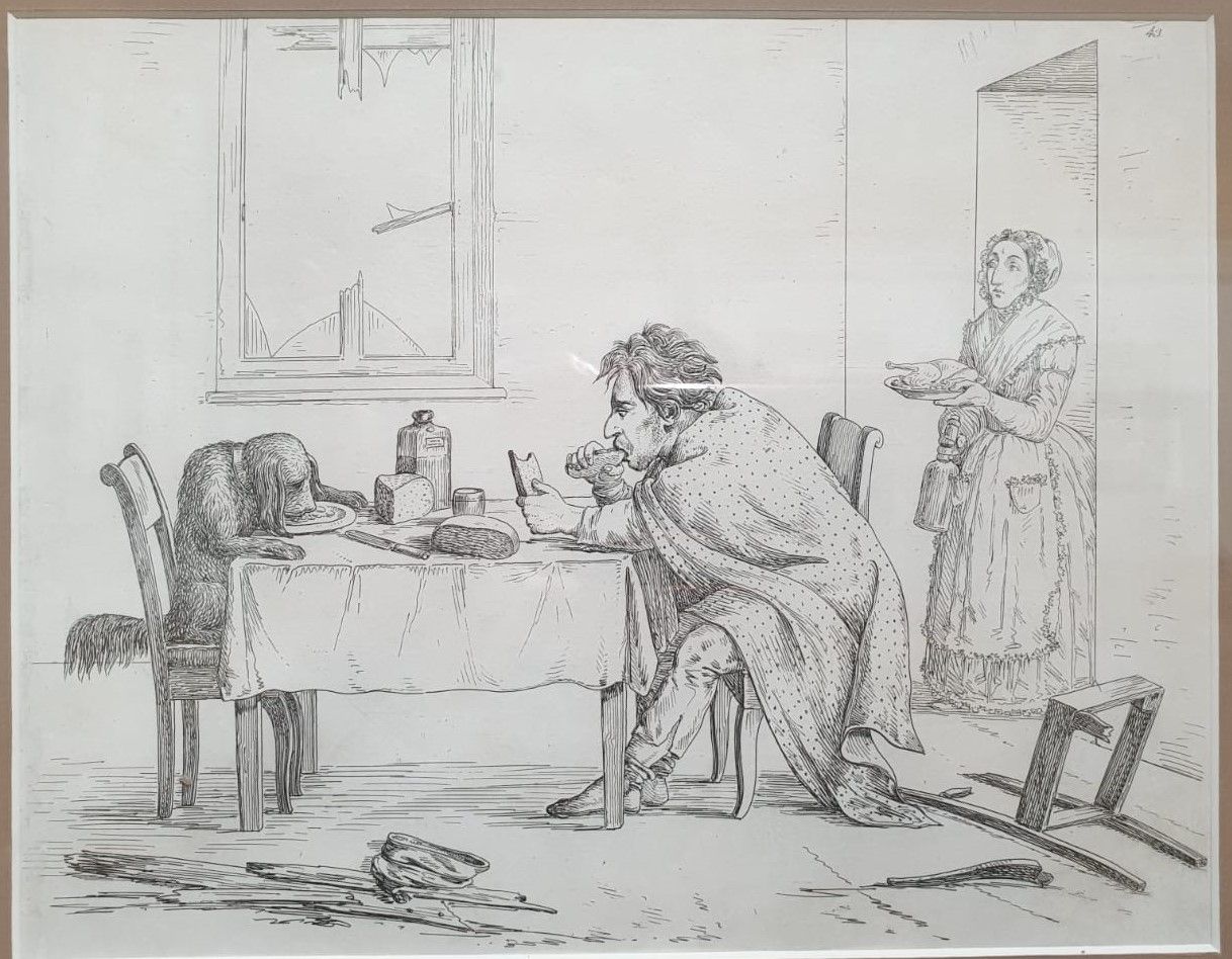 Сапожников А.П. (1795-1855) Лист из альбома Похождения Христиана Христиановича Виольдамура и его Аршета. 1844
