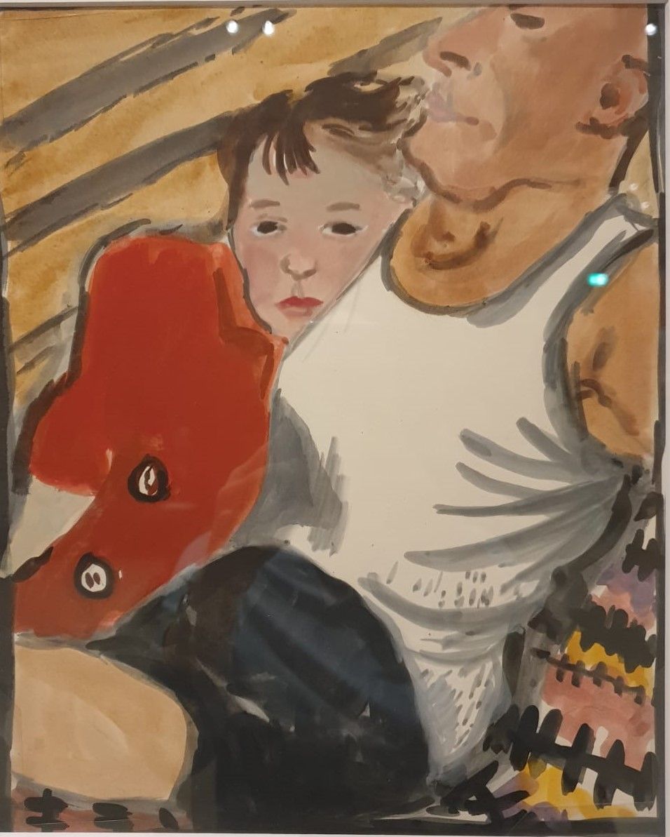 Татьяна Маврина. Автопортрет с Николаем Кузьминым. 1939 Бумага, гуашь, акварель