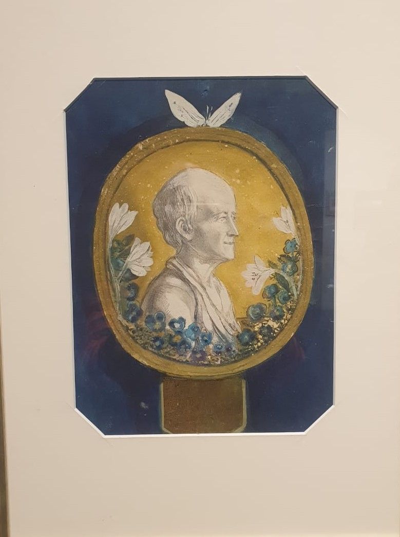 К.Н.Батюшков Портрет старика (Автопортрет) конец 1840-х - начало 1850-х Бумага, карандаш графитный, акварель, краска бронзовая, масло, аппликация