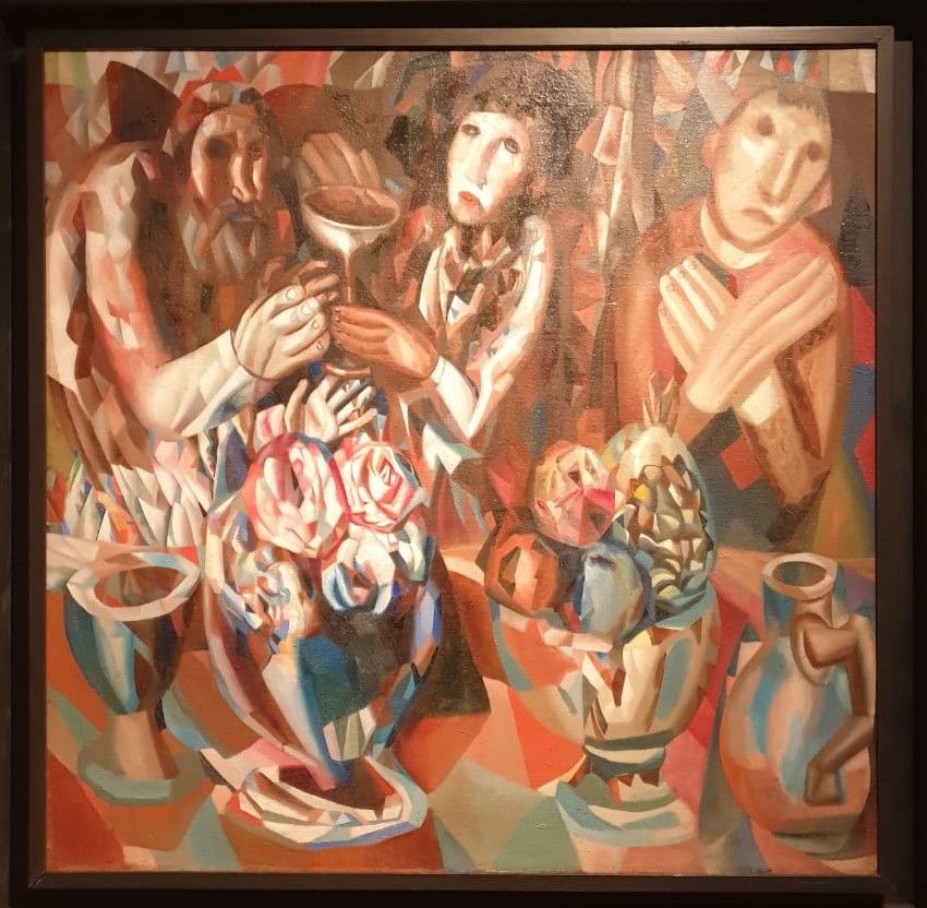Трое за столом. 1914-1915. Холст, масло