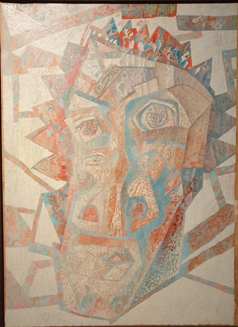 Голова. 1925. Бумага, дублированная на ватман и холст, масло