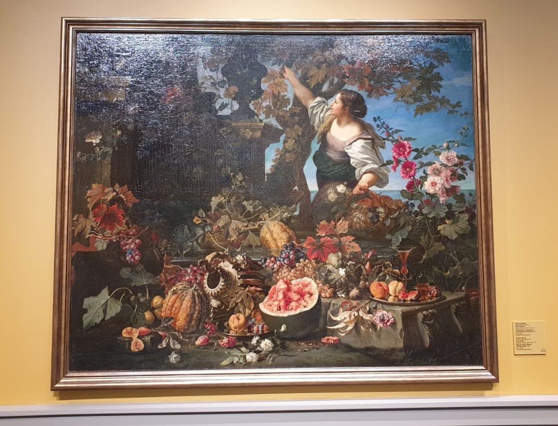 Христиан Беренц 1658-1722 Карло Маратта 1625-1713 Натюрморт с женщиной, собирающей виноград 1689