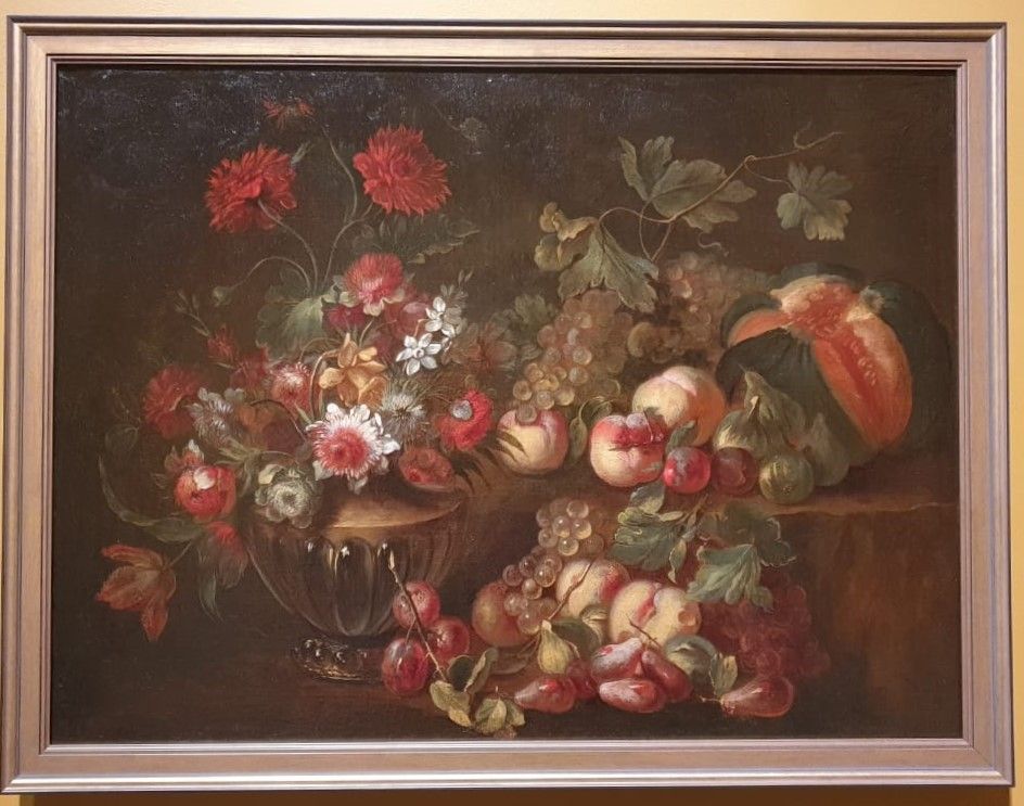 Абрахам Брейгель,  1631-1697 Натюрморт с цветами и фруктами