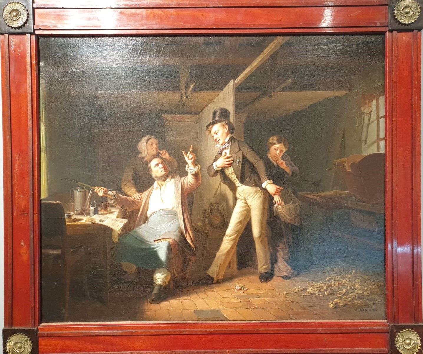 Шульц К.К. (1823-1876) Подмастерье-столяр просит руку дочери своего мастера 1856 Холст, масло