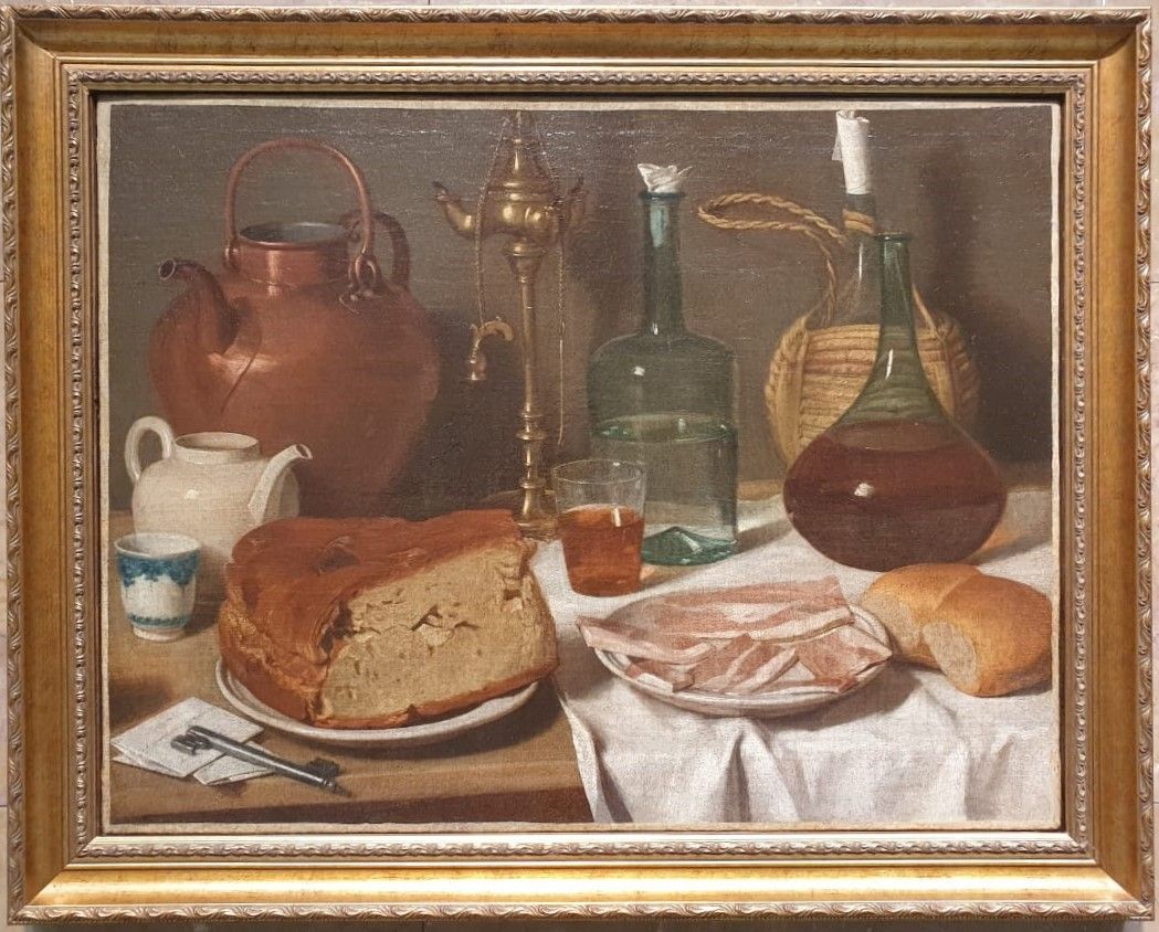 Карло Маджини 1720-1806 Натюрморт с хлебом и ветчиной