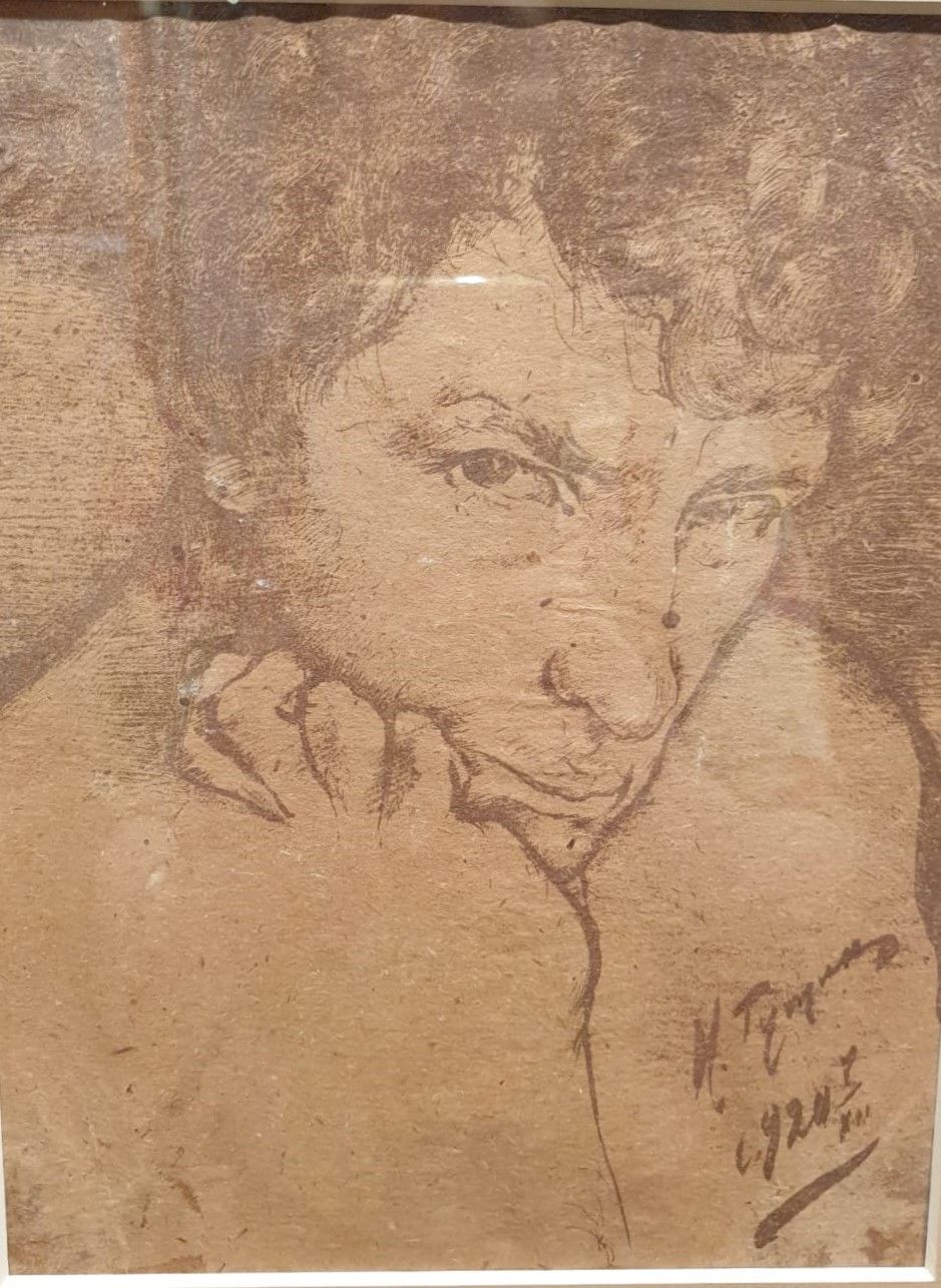 Николай Гущин Автопортрет Китай, 1920 Бумага, гелиогравюра