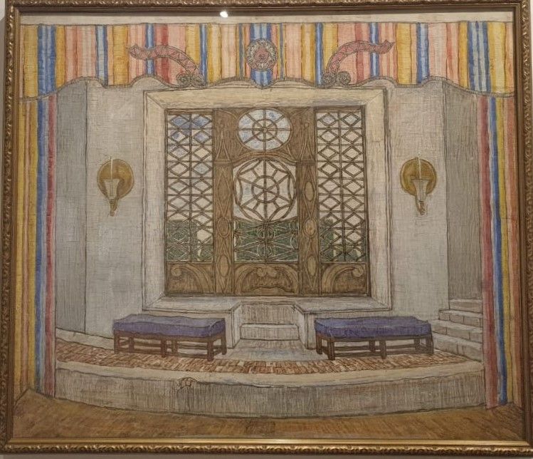 А.Я.Головин Декорация 2ой картины Галерея. 1927 Эскиз к спектаклю "Безумный день, или Женитьба Фигаро"  по пьесе Пьера Бомарше  Фанера, темпера