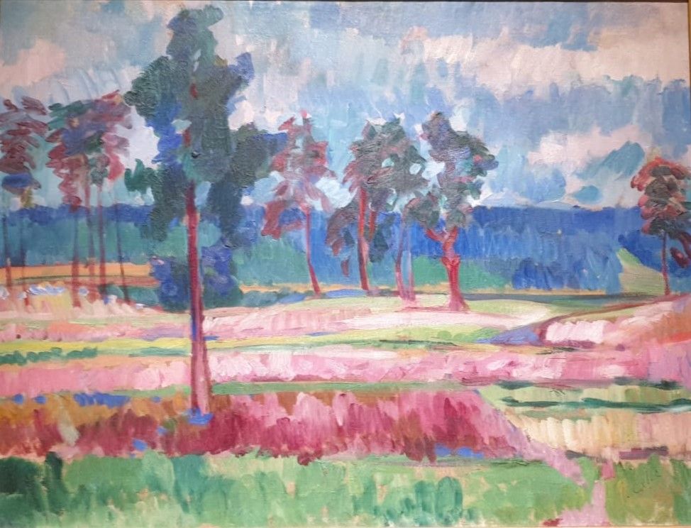 Александра Экстер Пейзаж с деревьями 1906-1907 холст, масло