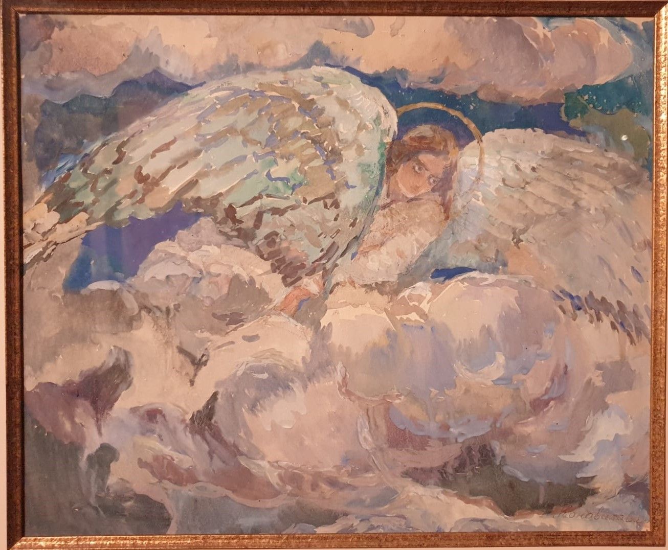 Александра Коновалова. Ангел в облаках. 1907. Бумага, акварель. Частная коллекция.