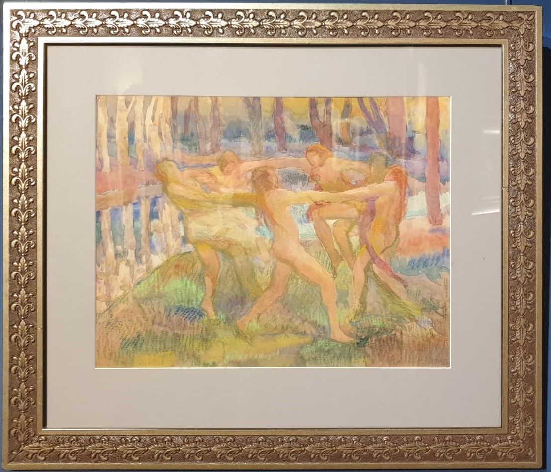 Александра Коновалова Хоровод у реки 1910-е Бумага, акварель Частная коллекция