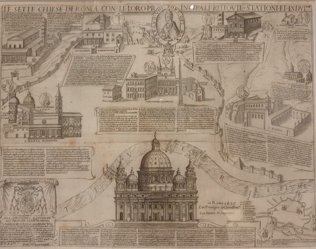 Джакомо Лауро (1550-1605) Семь церквей Рима 1624 (оттиск 1630) Офорт, резец Собрание М.Б.Атаянца