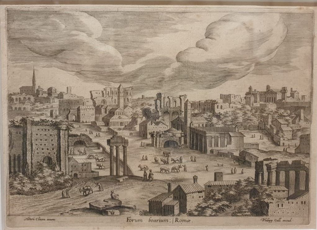 Мастерская Филиппа Галле (1537-1612) по рисунку Хендрика ван Клеве III (около 1525-около 1590) Бычий форум, Рим Резец Собрание М.Б.Атаянца