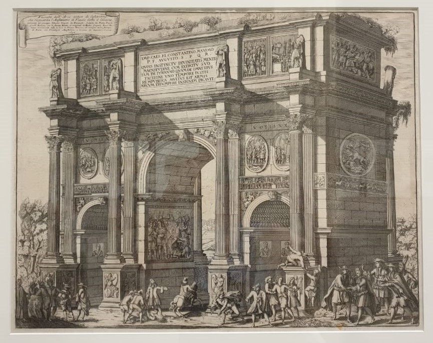 Пьетро Паоло Джирелли (работал в 1687-1693) по рисунку Джузеппе Тибурцио Верджелли (1629-после 1695) Фасад древней арки Константина, обращенный к амфитеатру Флавиев, называемому Колизеем 1692 Собрание М.Б.Атаянца