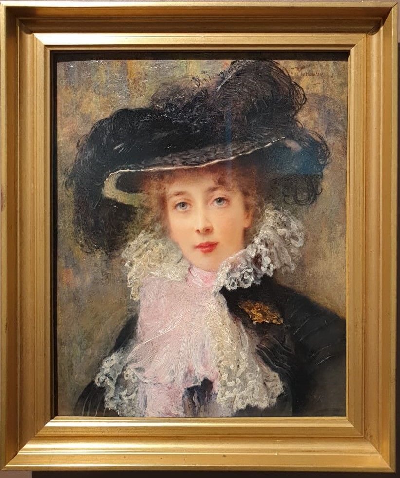 К.Маковский Портрет Марии Алексеевны Маковской, жены художника. 1890-е гг. дерево, масло. Государственный музей изобразительных искусств имени А.С.Пушкина