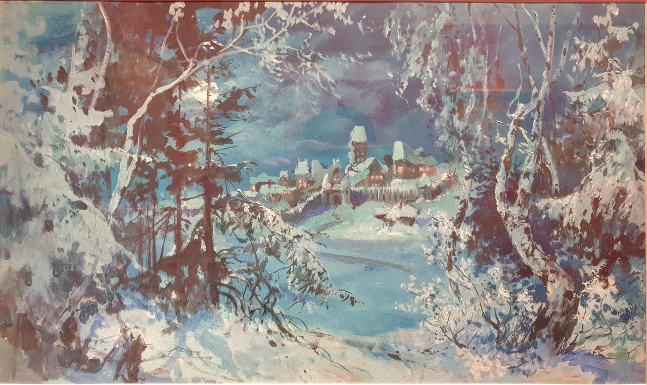 А.И.Маторин. Пролог. Эскиз декорации к опере "Cнегурочка". Москва, Опера С.И.Зимина, 1905. картон, масло