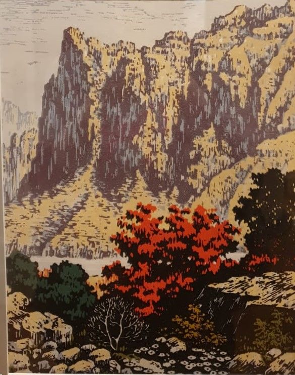 Ли Цюнь В горах Тайханшань 1955 бумага, ксилография