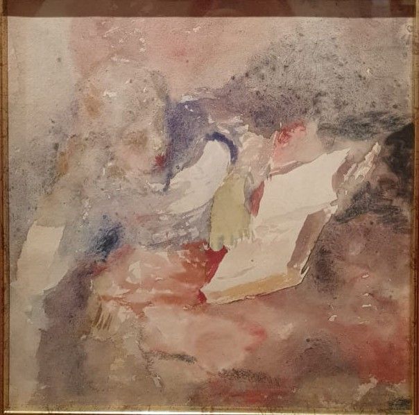 Портрет жены с книгой 1934 бумага, акварель