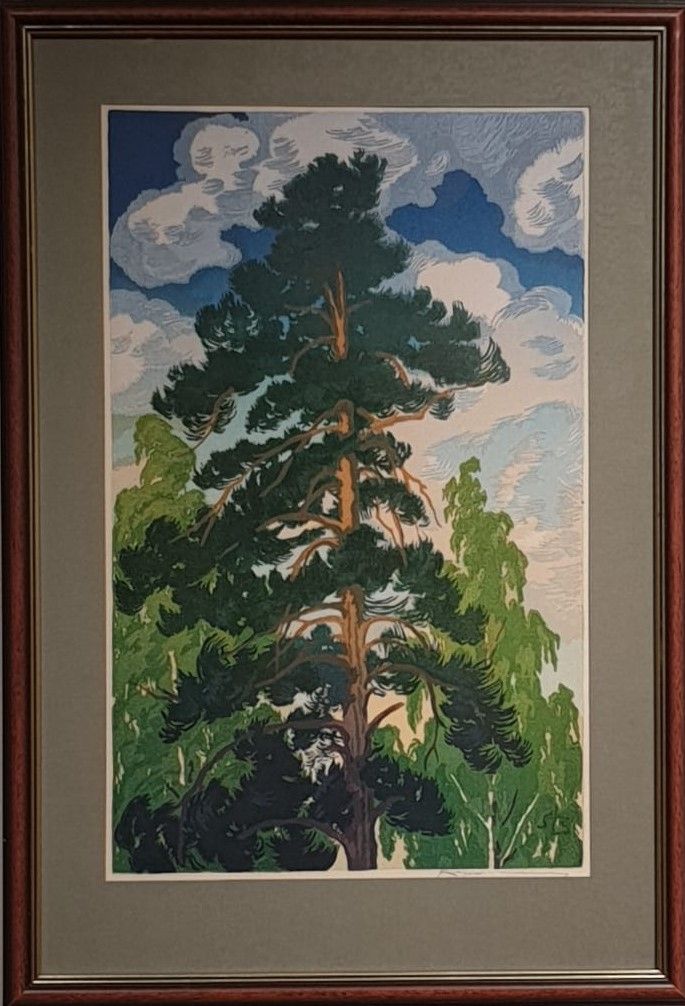 Сосна Бумага, линогравюра