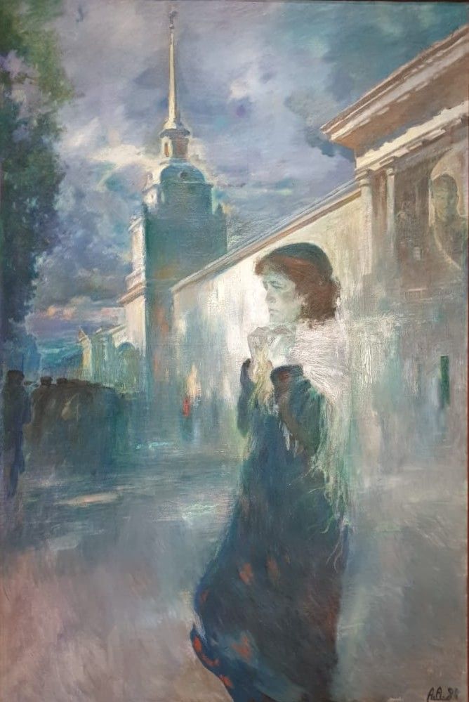 Адольф Алексеев Ленинградка 1989 холст, масло