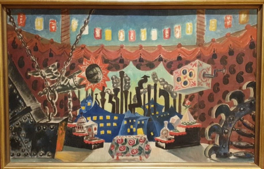 Англия 1926 Эскиз декорации фанера, смешанная техника
