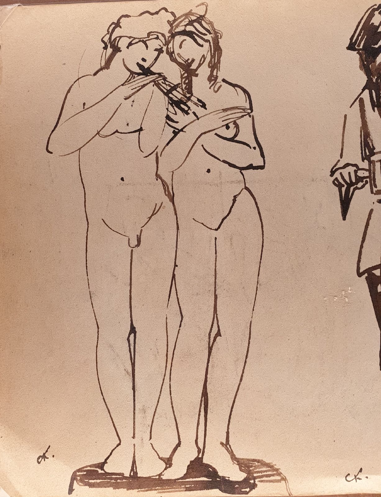 Сергей Кольцов. Античные фигуры. Крестьяне 1910-е бумага, тушь