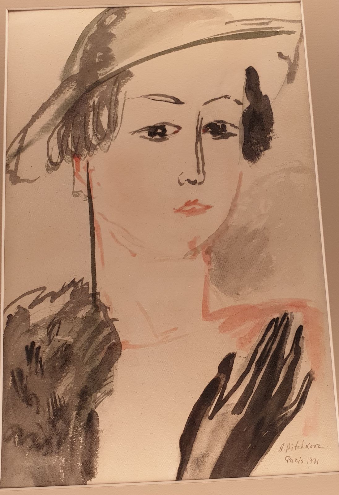 Александра Кольцова-Бычкова. Парижанка (Автопортрет) 1931 бумага, гуашь