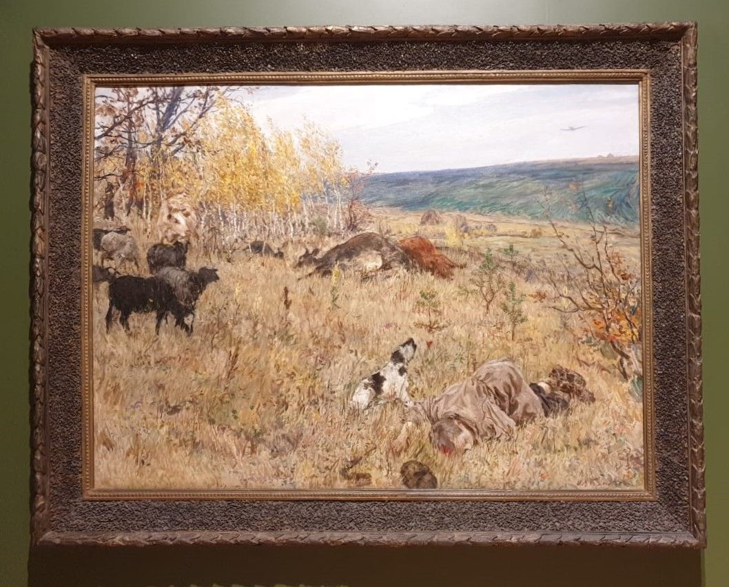 Аркадий Пластов. Фашист пролетел. 1942 холст, масло