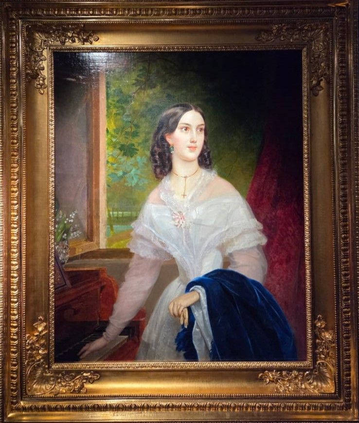 Портрет молодой женщины у фортепиано (Эмилии Тимм) 1838 холст, масло
