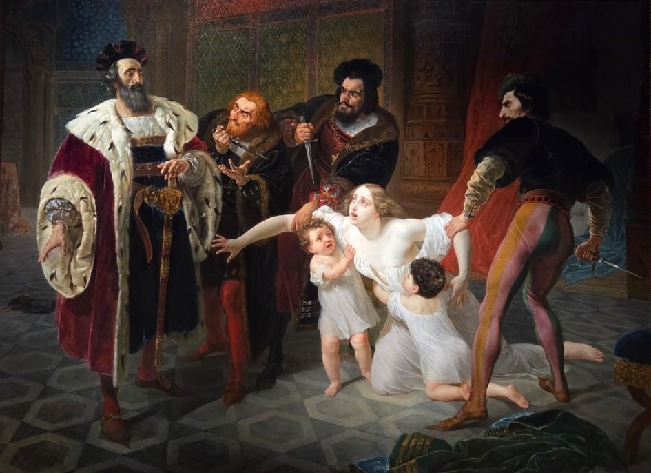 Смерть Инессы де Кастро. 1834 холст, масло