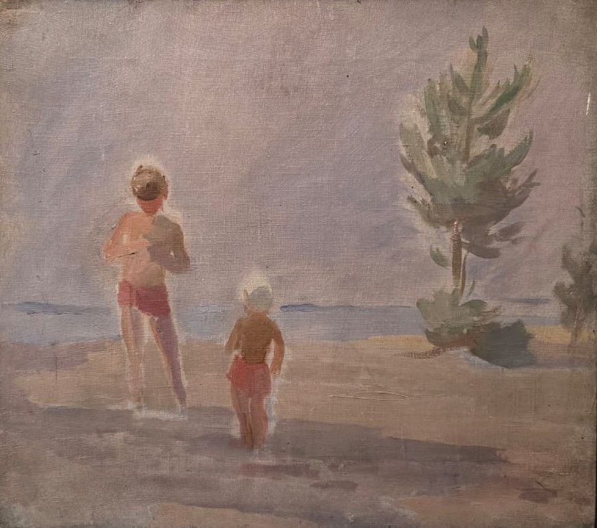 Дети на пляже. (Шурик и Лерик) Конец 1930-х холст, масло