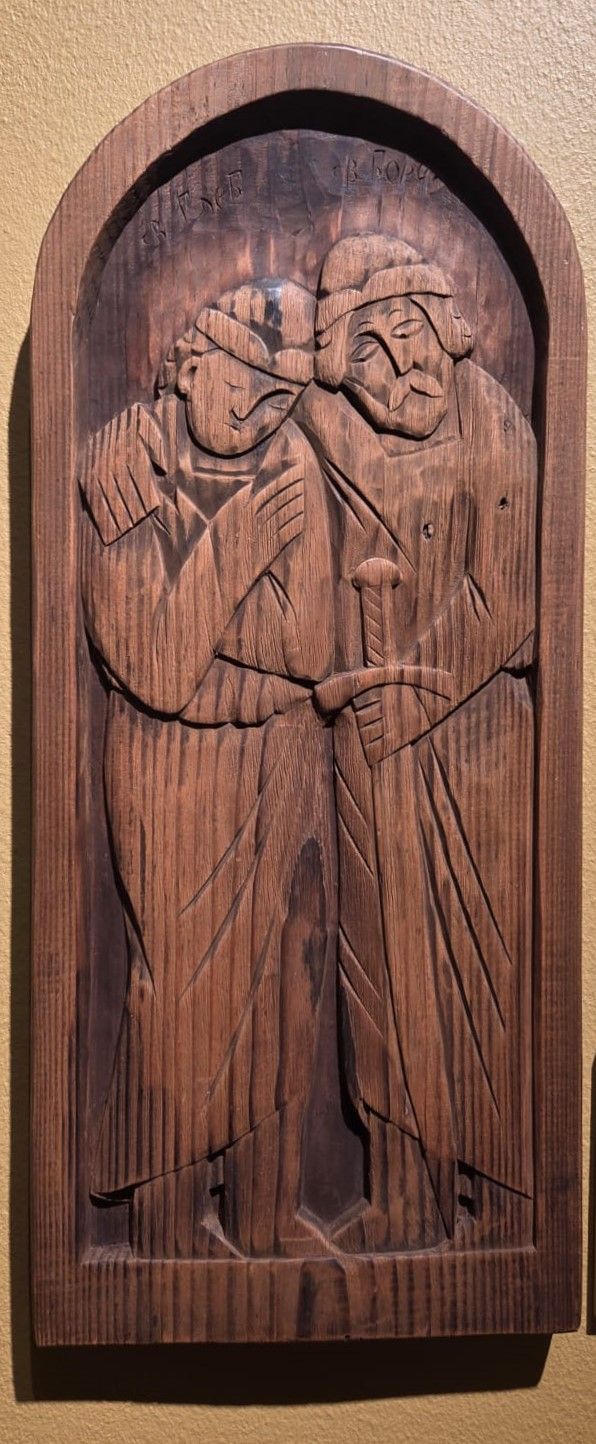 Панно "Святые Борис и Глеб". Соколов С.Ф. 1996 г. Городец. Дерево