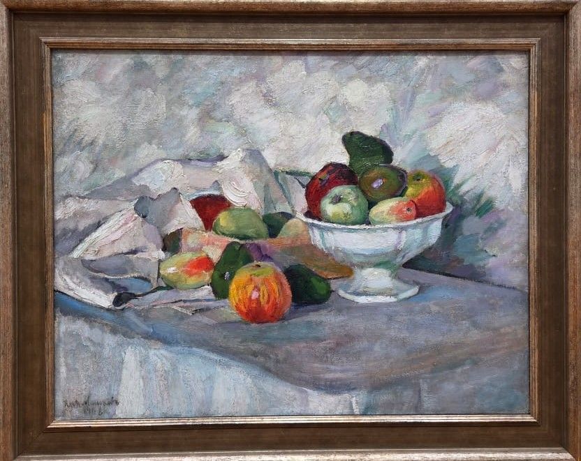 Яблоки и груши на белом. 1908. холст, масло