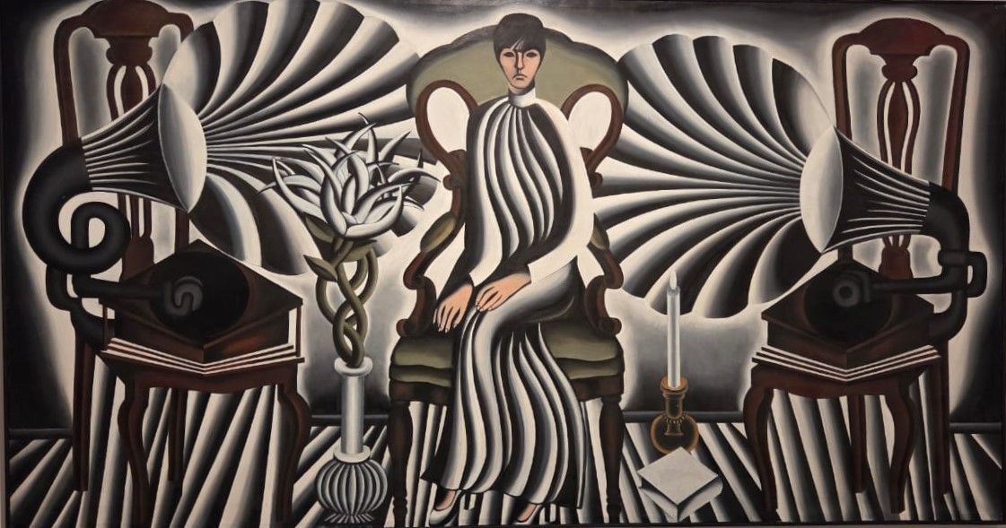 Белла Ахмадулина. Портрет в интерьере. 1974-1980 холст, масло