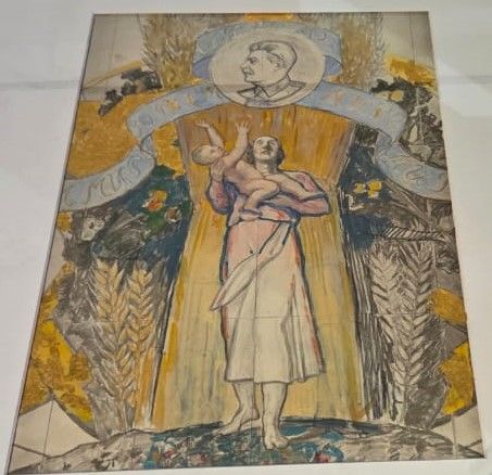 Павел Корин Эскиз к мозаике "Мир во всем мире" для станции "Новослободская". 1951 фотобумага, масло