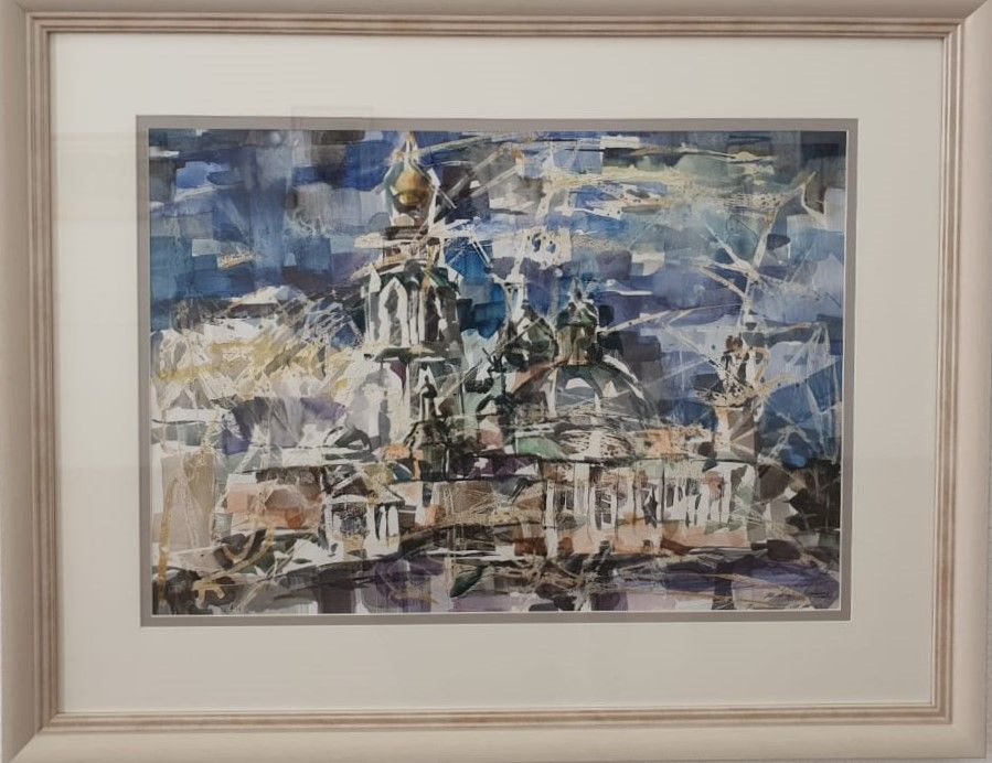Мария Тимошина. Светлое утро. Из цикла "Русский север" 2004. бумага, акварель, графический лайнер