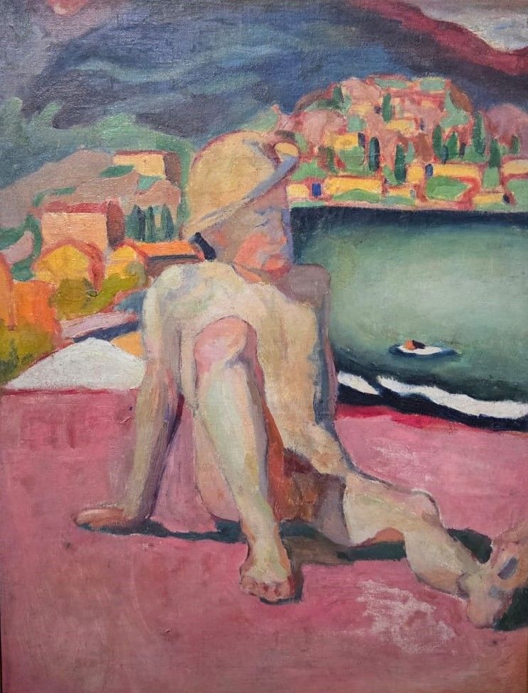 Аристарх Лентулов. Натурщик на пляже. Ялта. 1909. холст, масло