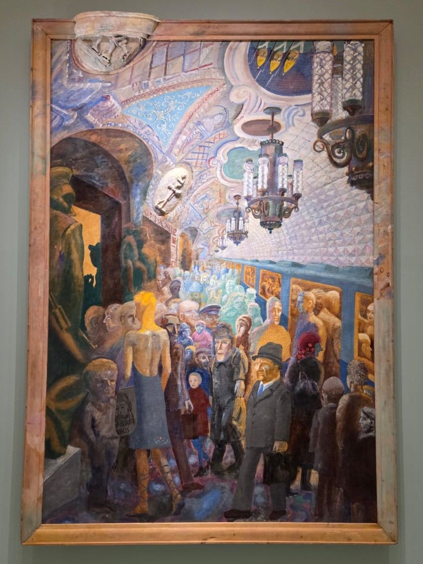 Иван Валентинович Николаев. В метро. 1970-е дерево, темпера, гипс
