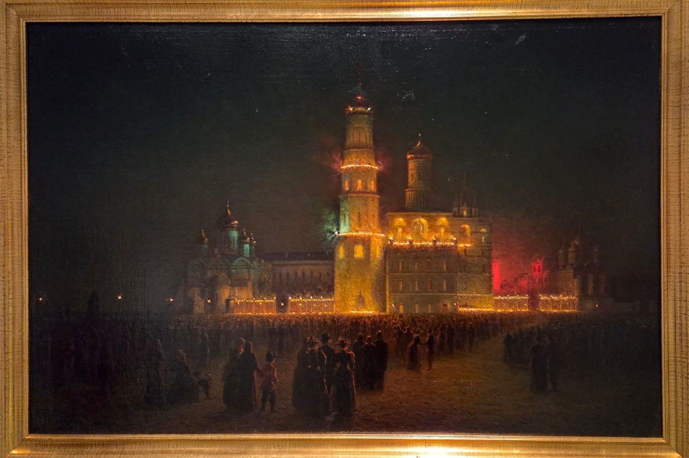 Василий Розанов. Коронация императора Николая II.  Вид в Кремле на Ивановской площади.. Из серии Коронационные иллюминации. 1896 холст,масло