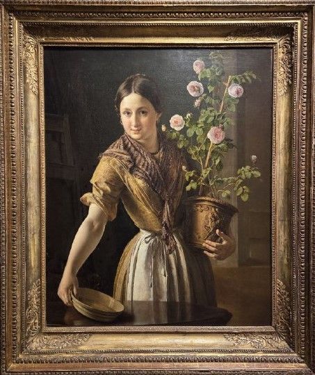 Тропинин В.А. Девушка с горшком роз. 1850 холст, масло