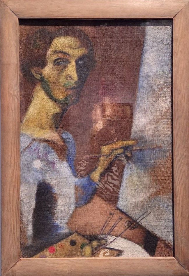 Автопортрет у мольберта. 1914 холст, масло