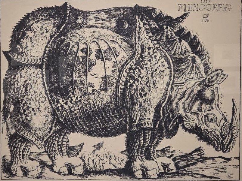 Д.П.Плавинский Носорог 1995 бумага, шелкография
