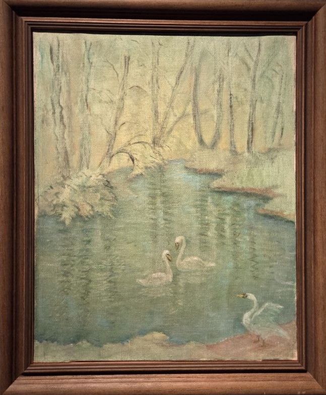 Елена Бабутова. Три лебедя. 1960-е картон, масло