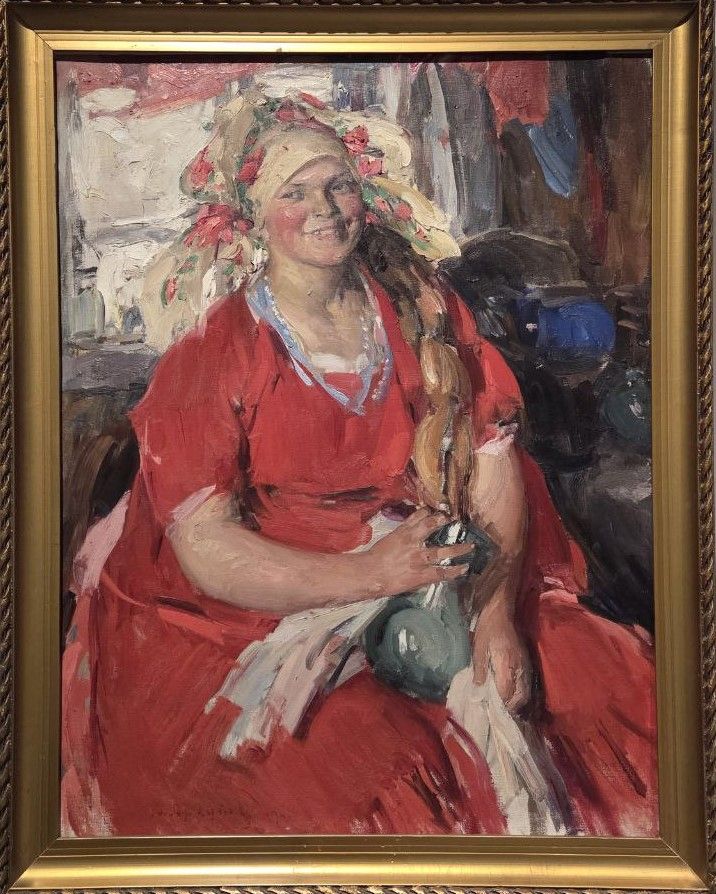 Абрам Архипов. Женщина в красном 1919 холст, масло