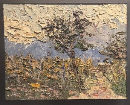 Летний пейзаж с деревом. Начало 1970-х. Картон, масло. 35х44