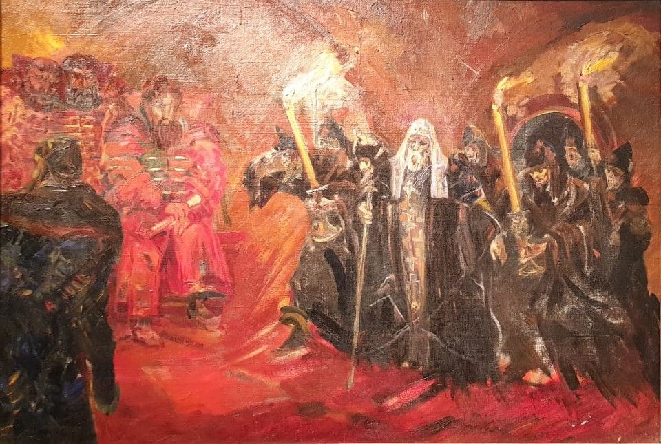 Ф.Ф.Федоровский Схима Эскиз сцены к опере М.П.Мусоргского "Борис Годунов" в постановке Большого театра 1948 холст, масло