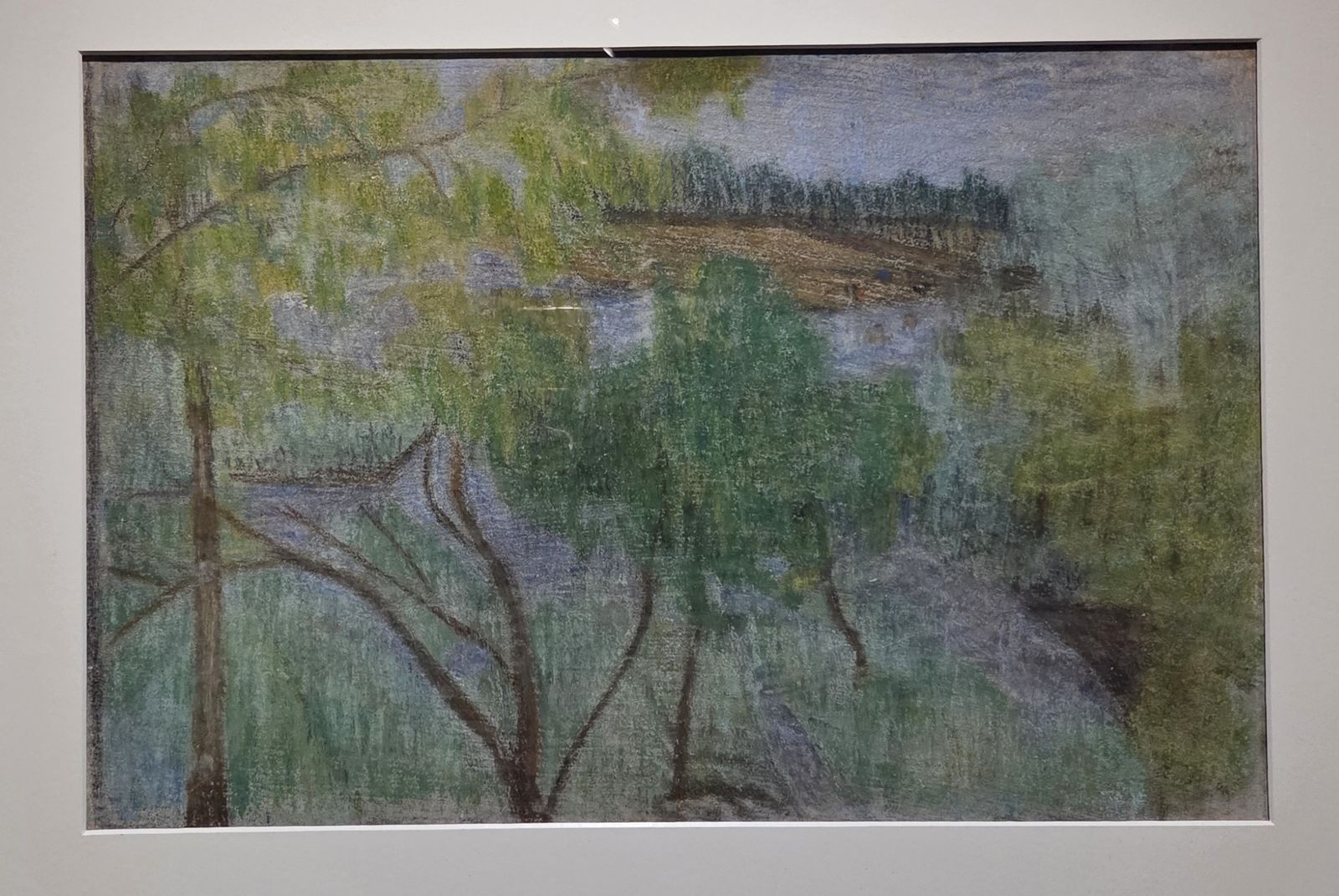 Михаил Ларионов. Река (Пейзаж с купальщицами) 1903-1905 бумага, пастель