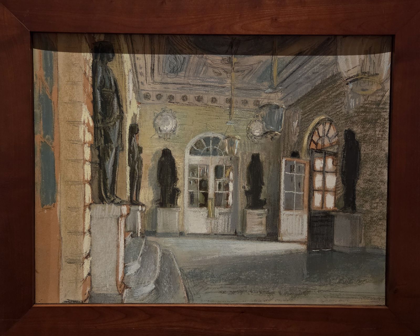 Александр Бенуа. Вестибюль Большого Дворца в Павловске. 1912 бумага на картоне, пастель, гуашь, уголь