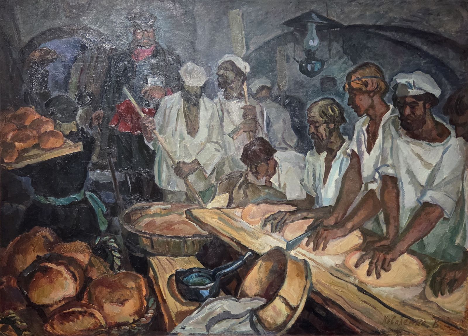 Виктор Коваленко. В дореволюционной пекарне 1970-е холст, масло