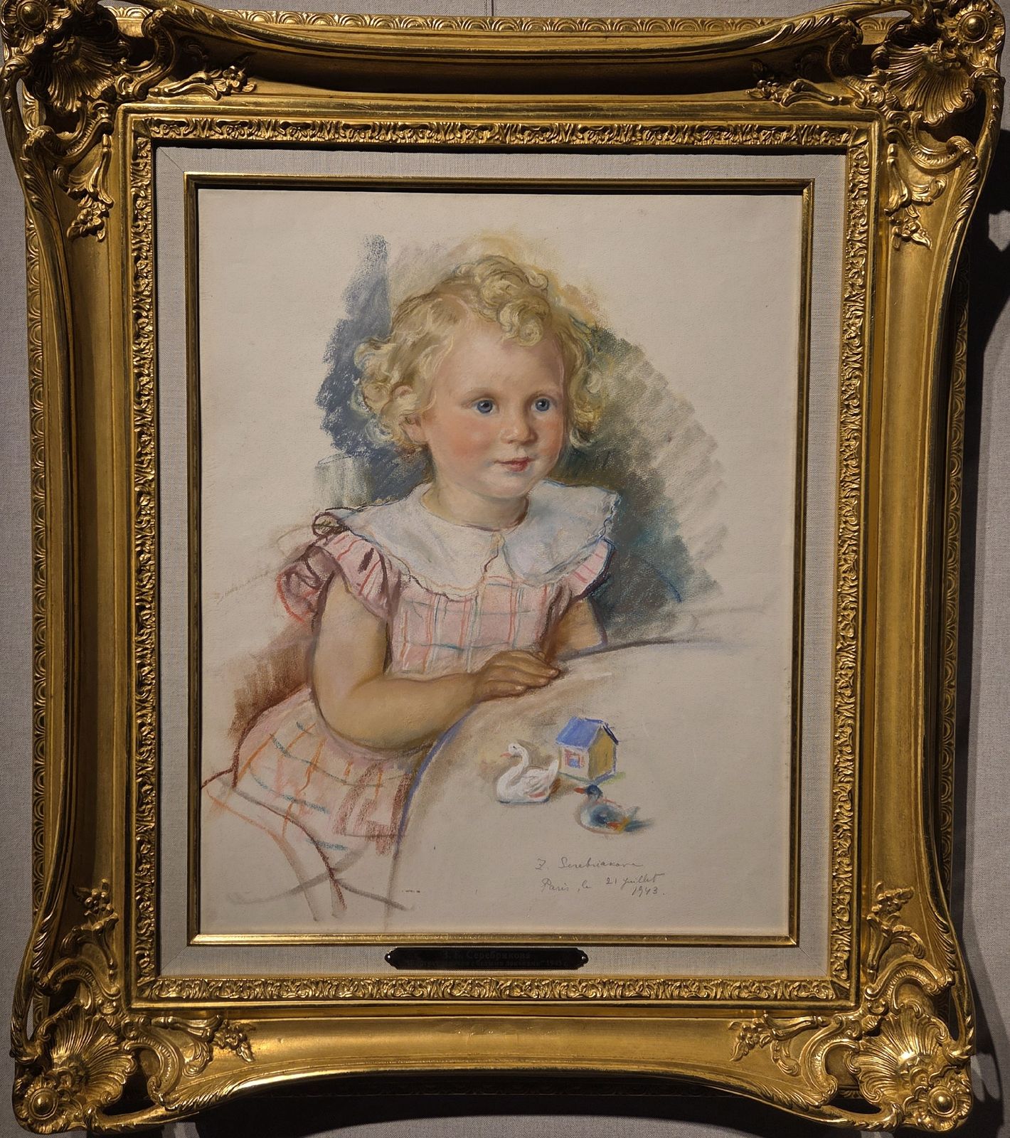 Портрет девочки с белыми локонами. 1943 г. бумага, пастель